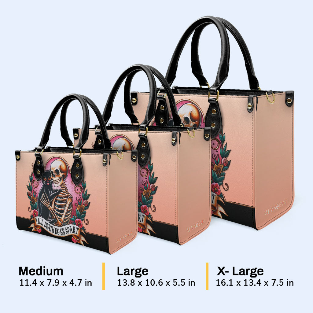 Jusqu'à ce que la mort nous sépare - Sac à main en cuir personnalisé pour les amoureux des chats - LL15