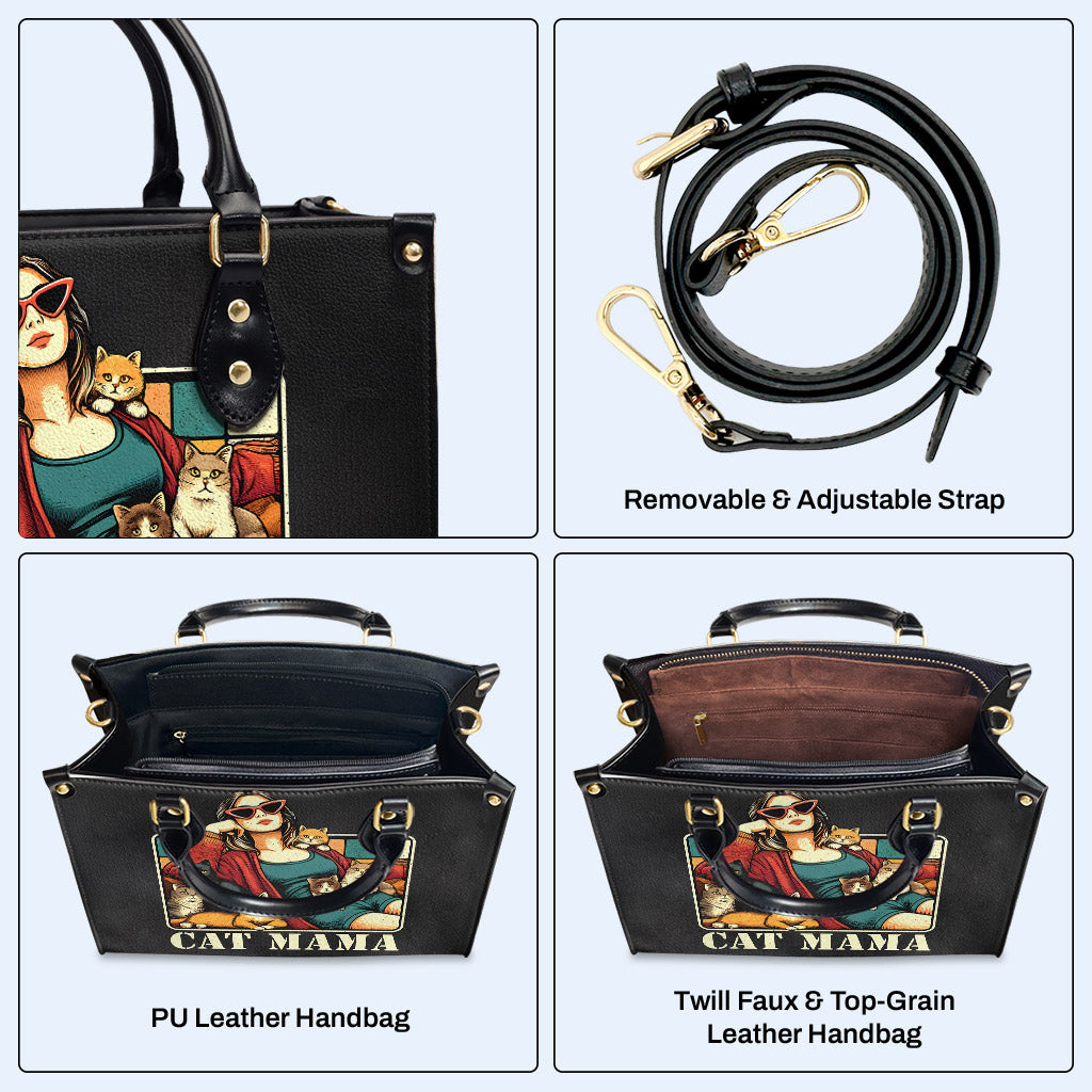 CAT MAMA - Sac à main en cuir personnalisé pour les amoureux des chats - LL18
