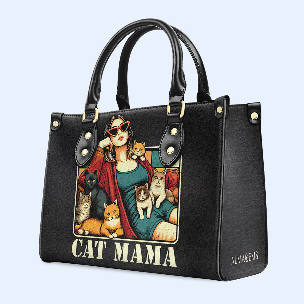 CAT MAMA - Sac à main en cuir personnalisé pour les amoureux des chats - LL18