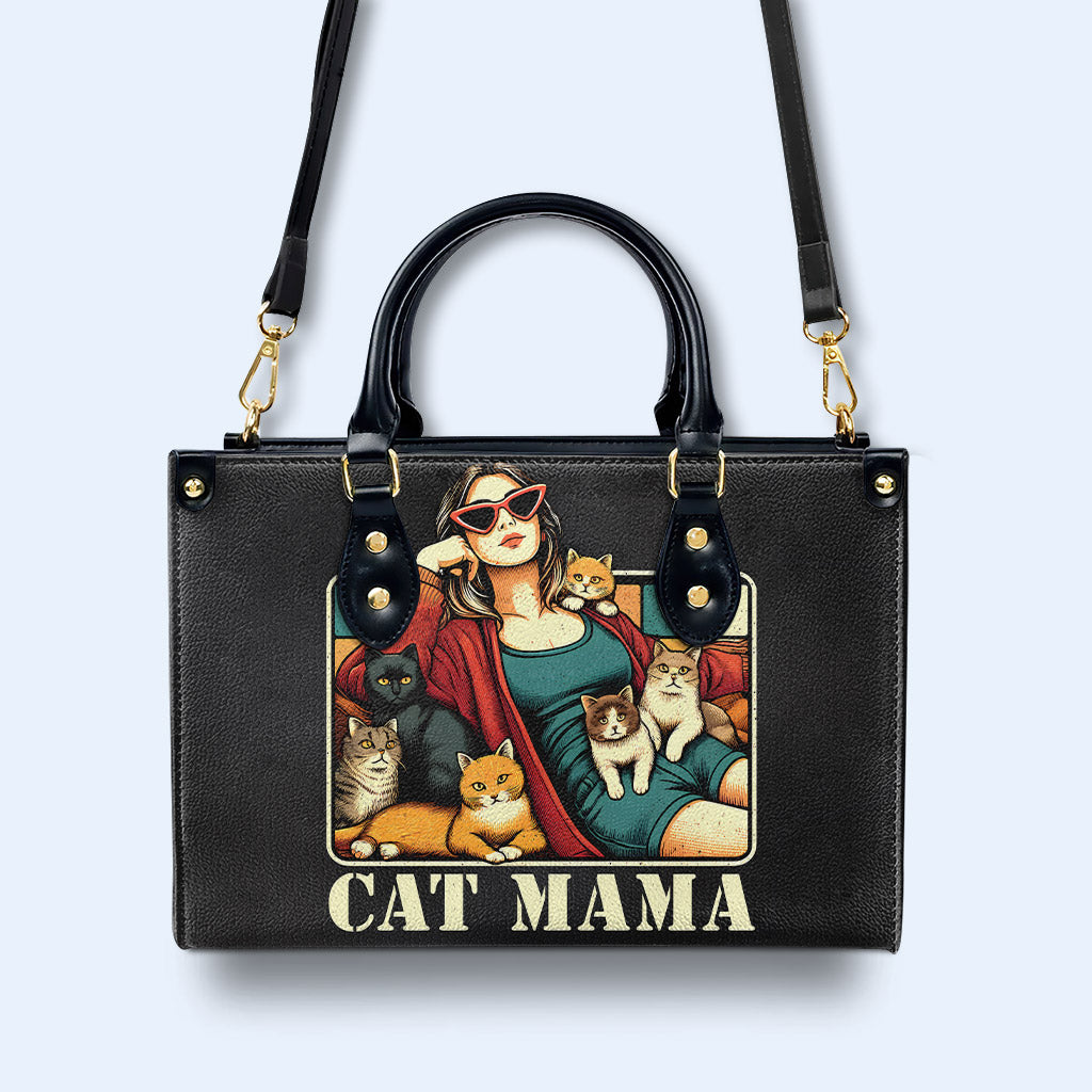 CAT MAMA - Sac à main en cuir personnalisé pour les amoureux des chats - LL18