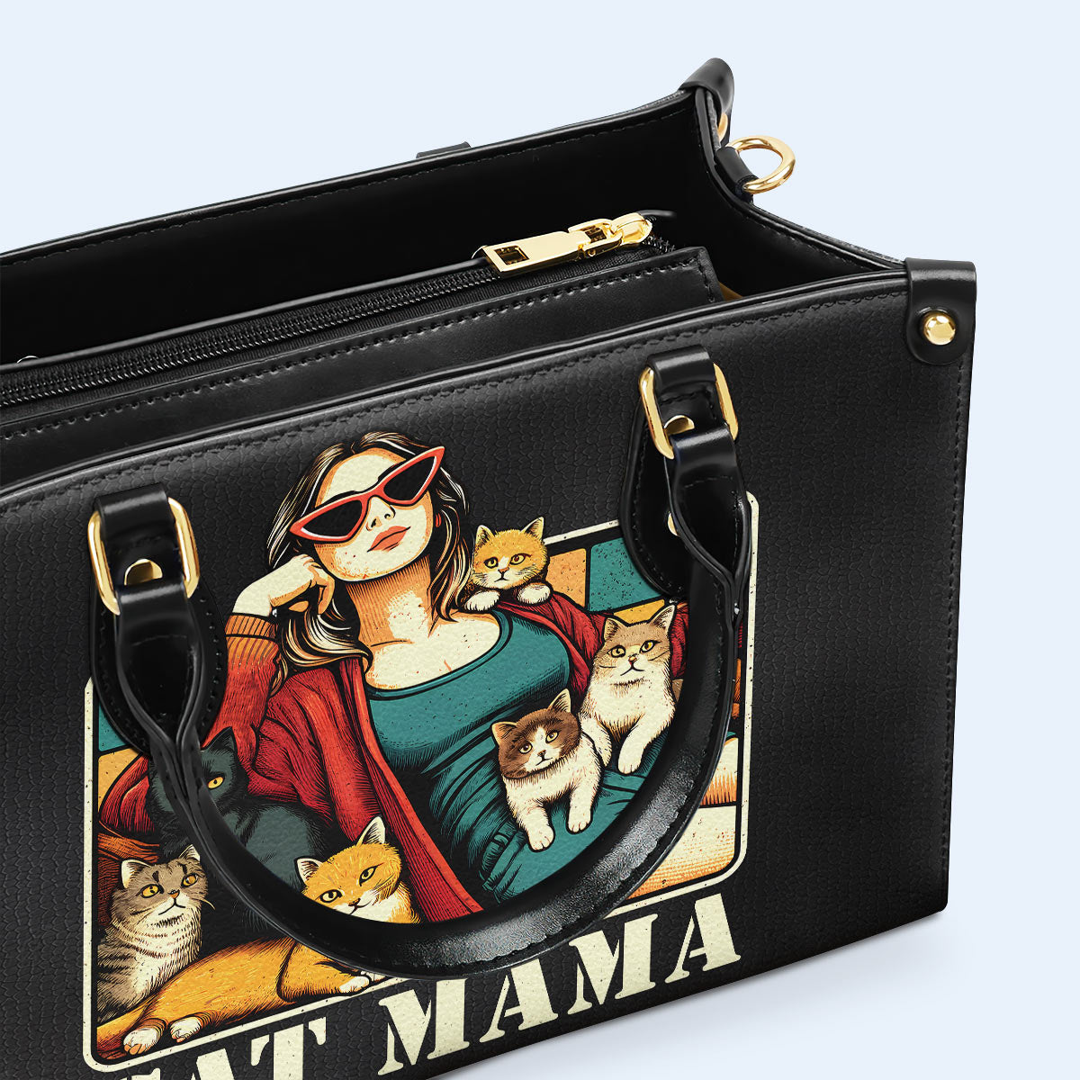 CAT MAMA - Sac à main en cuir personnalisé pour les amoureux des chats - LL18