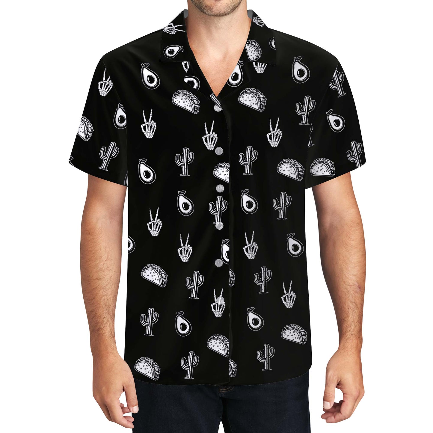 Doodle Icon - Chemise hawaïenne unisexe personnalisée - ME013_HW