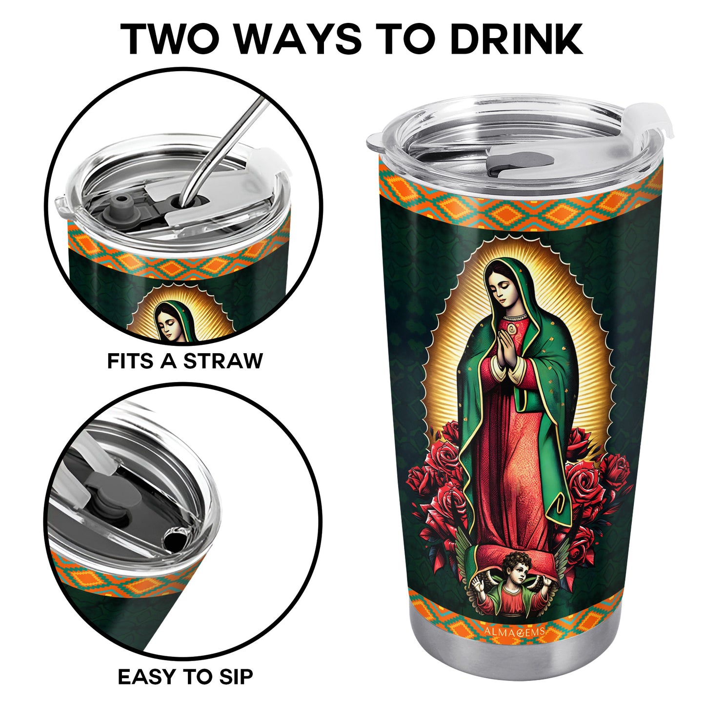 Notre-Dame de Guadalupe - Gobelet personnalisé en acier inoxydable 20 oz 30 oz - ME021_TB