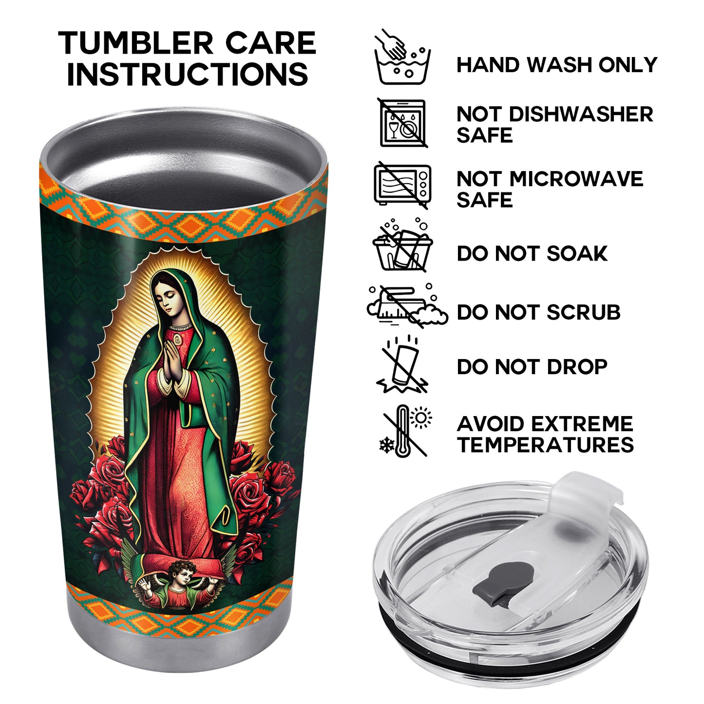 Notre-Dame de Guadalupe - Gobelet personnalisé en acier inoxydable 20 oz 30 oz - ME021_TB