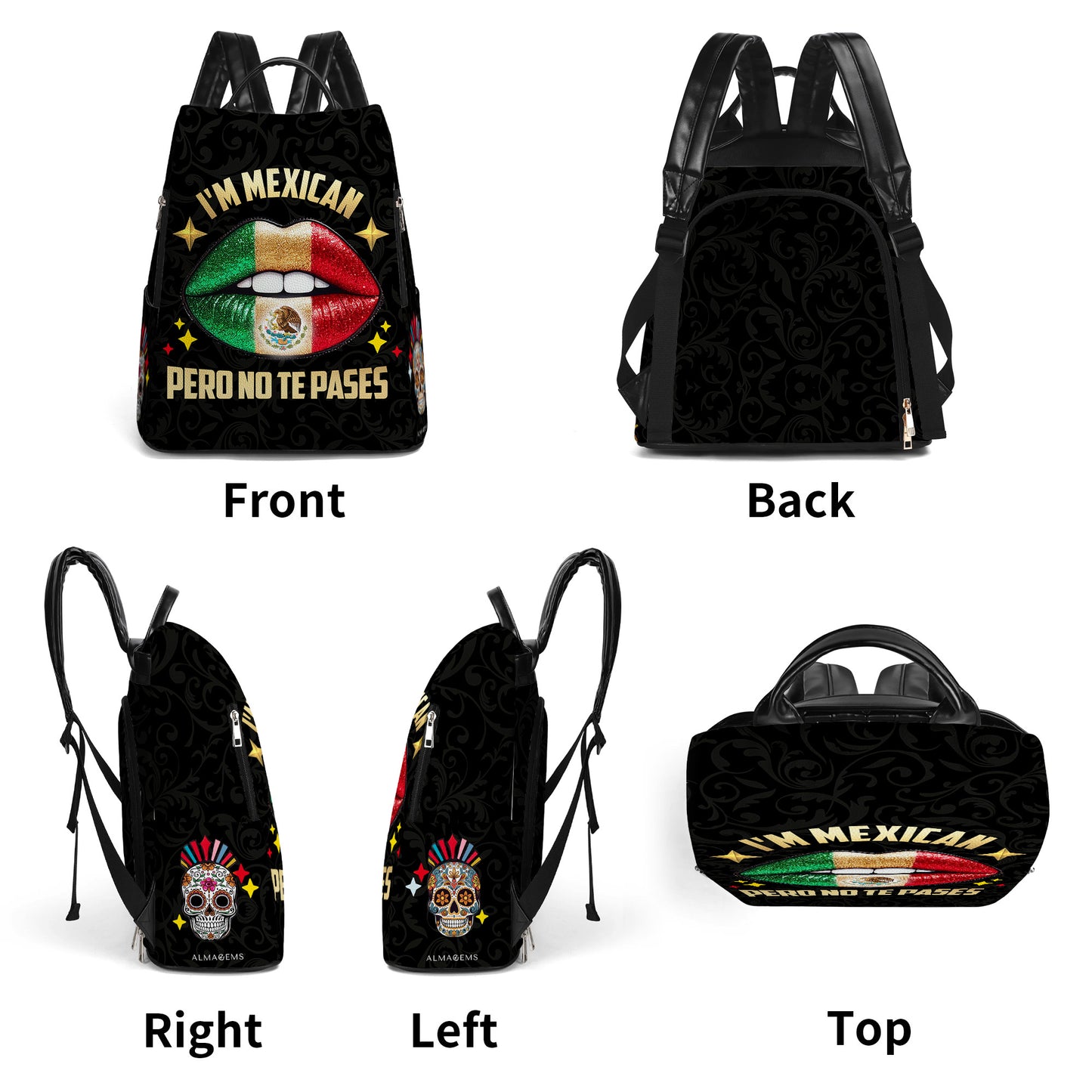 Je suis mexicain, mais je ne te laisse pas tranquille ! - Sac à dos en cuir personnalisé - ME046_BP