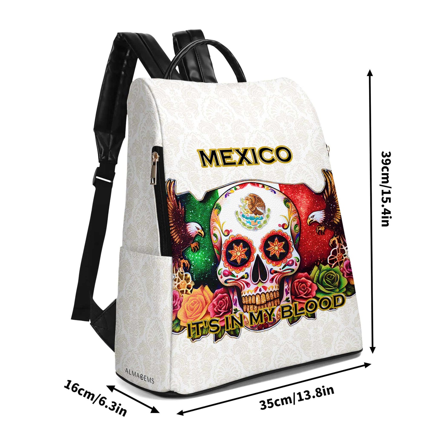 MEXIQUE. J'AI L'ÂME DANS LE SANG - Sac à dos en cuir personnalisé - ME047_BP