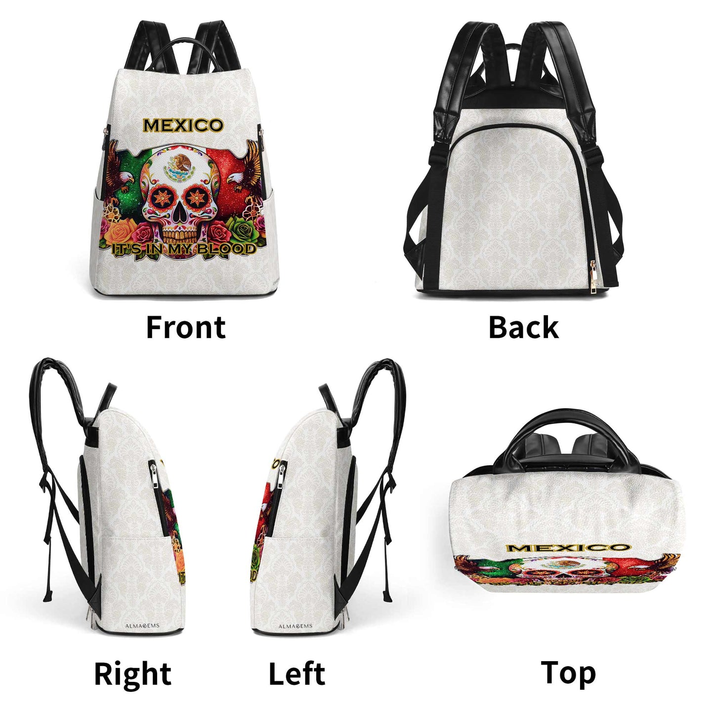 MEXIQUE. J'AI L'ÂME DANS LE SANG - Sac à dos en cuir personnalisé - ME047_BP