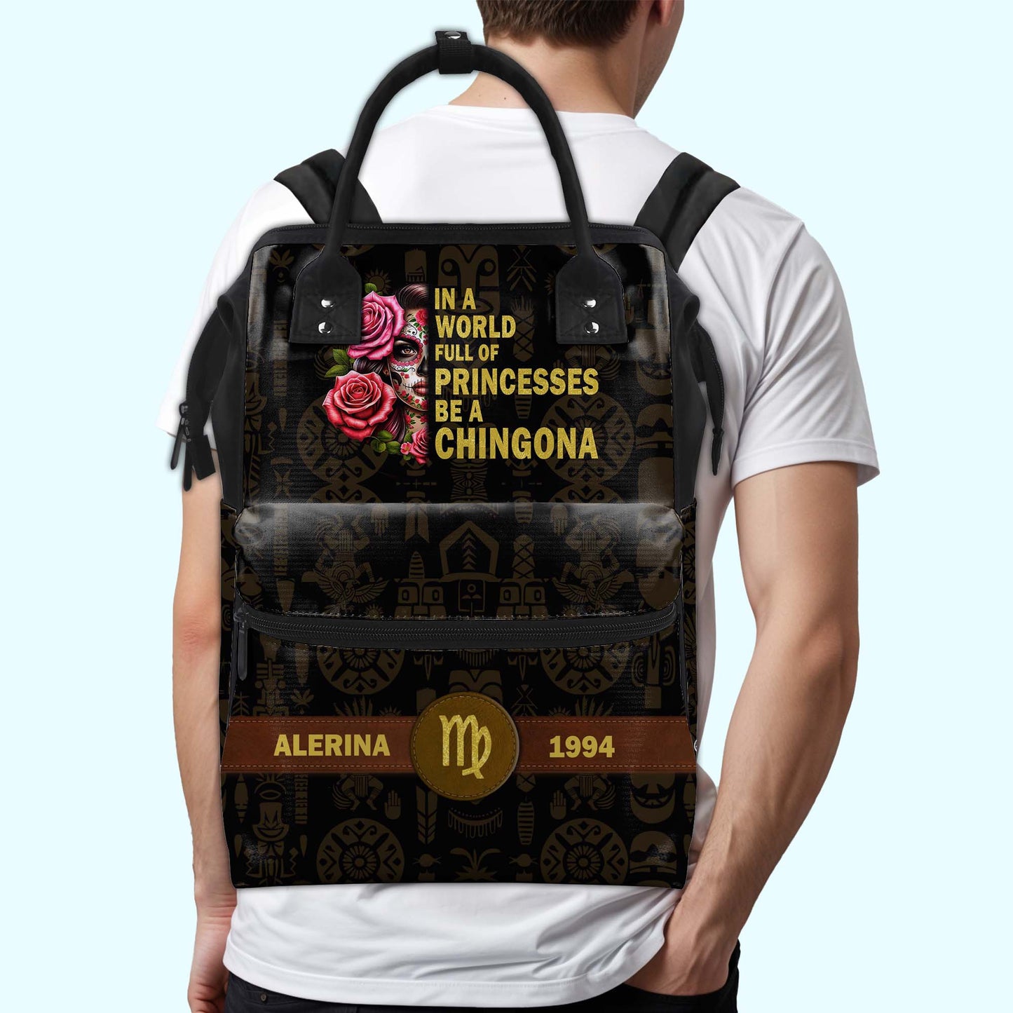 Dans un monde rempli de princesses, soyez une Chingona ! Sac à dos de voyage personnalisé en forme de bec de canard - ME050_DKB