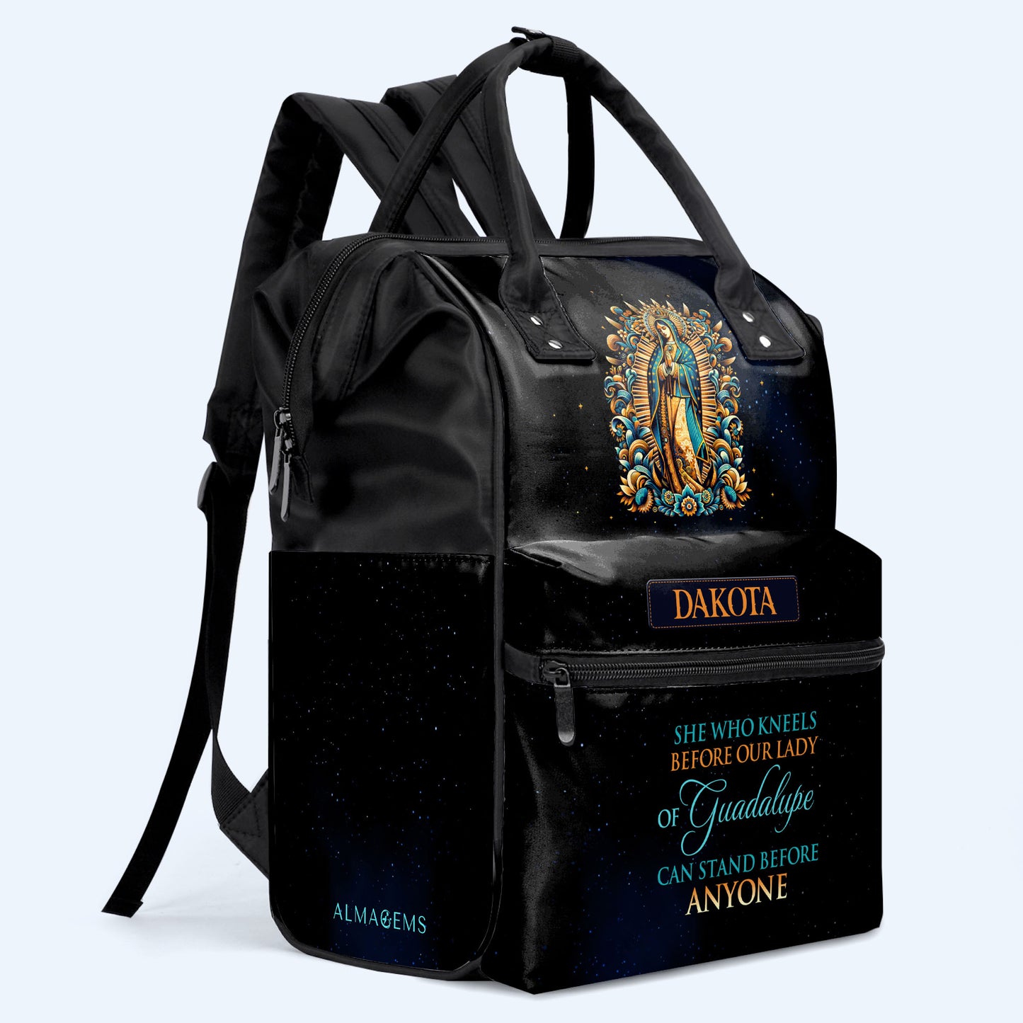 She Who Kneels Before Our Lady Of Guadalupe - Personalized Custom Duckbilled Travel Backpack - ME052_DKB