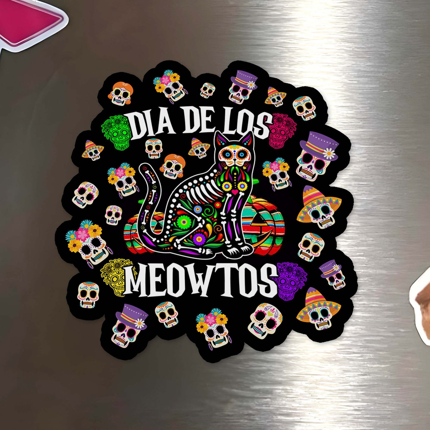 Dia De Los Meowtos Colorful Cat Design
