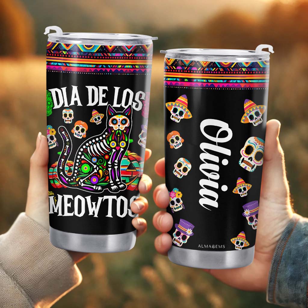 DIA DE LOS MEOWTOS - Gobelet personnalisé en acier inoxydable 20 oz 30 oz - ME066_TB