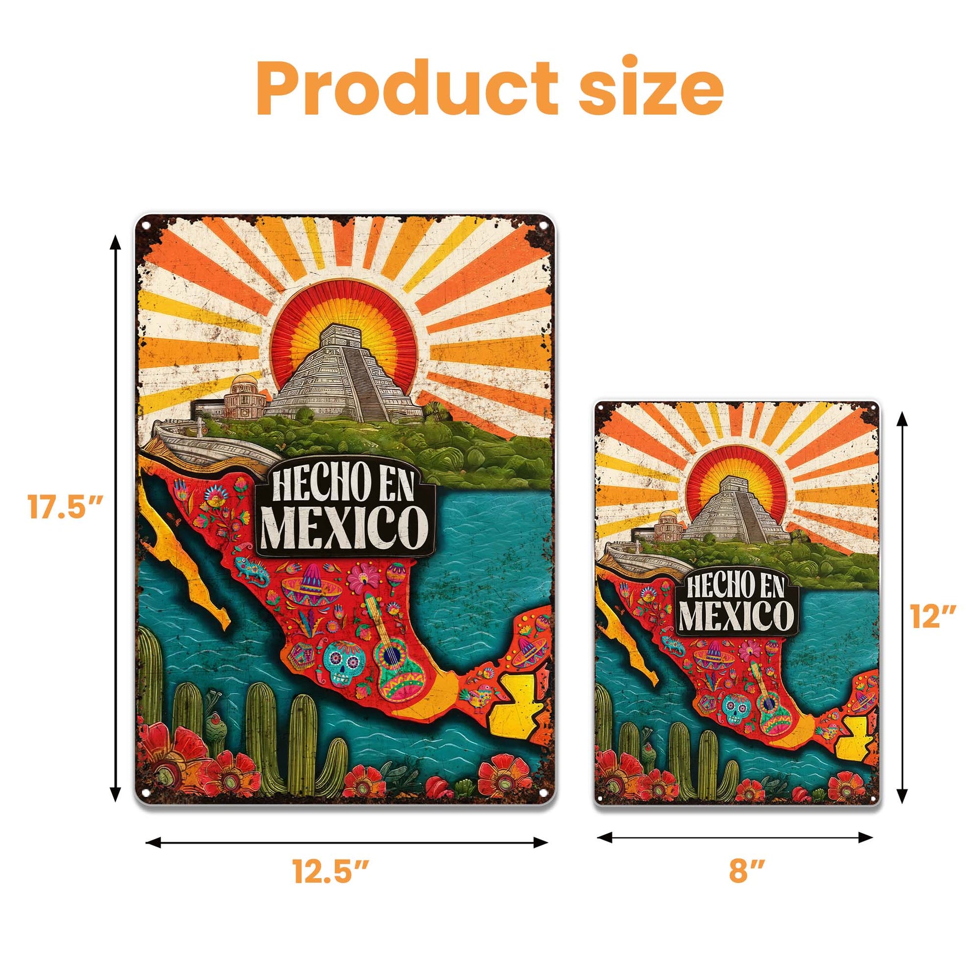 Hecho En Mexico Featuring Mexican Pyramid And Sugar Skulls