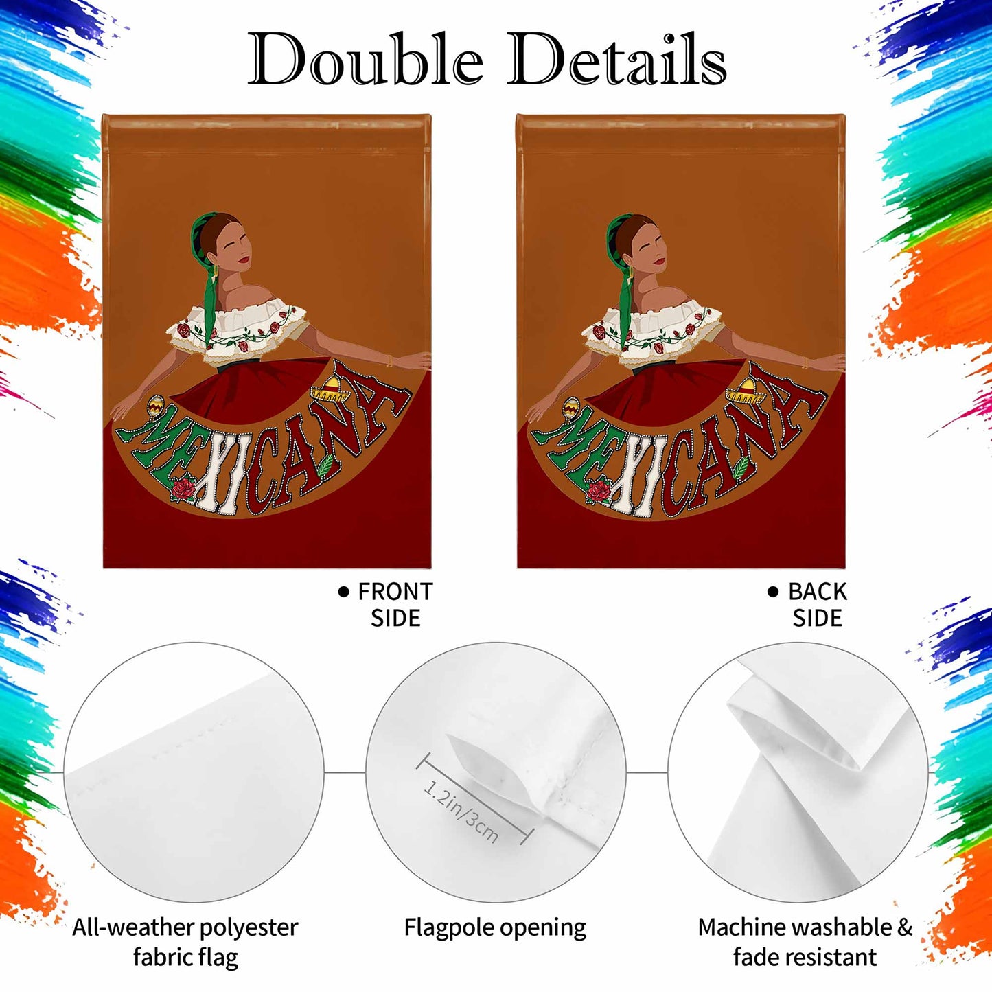 Mexicana Traditional Dress Celebratory Flag