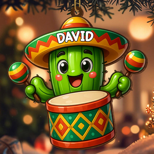 Colorful Cactus With Sombrero And Maracas