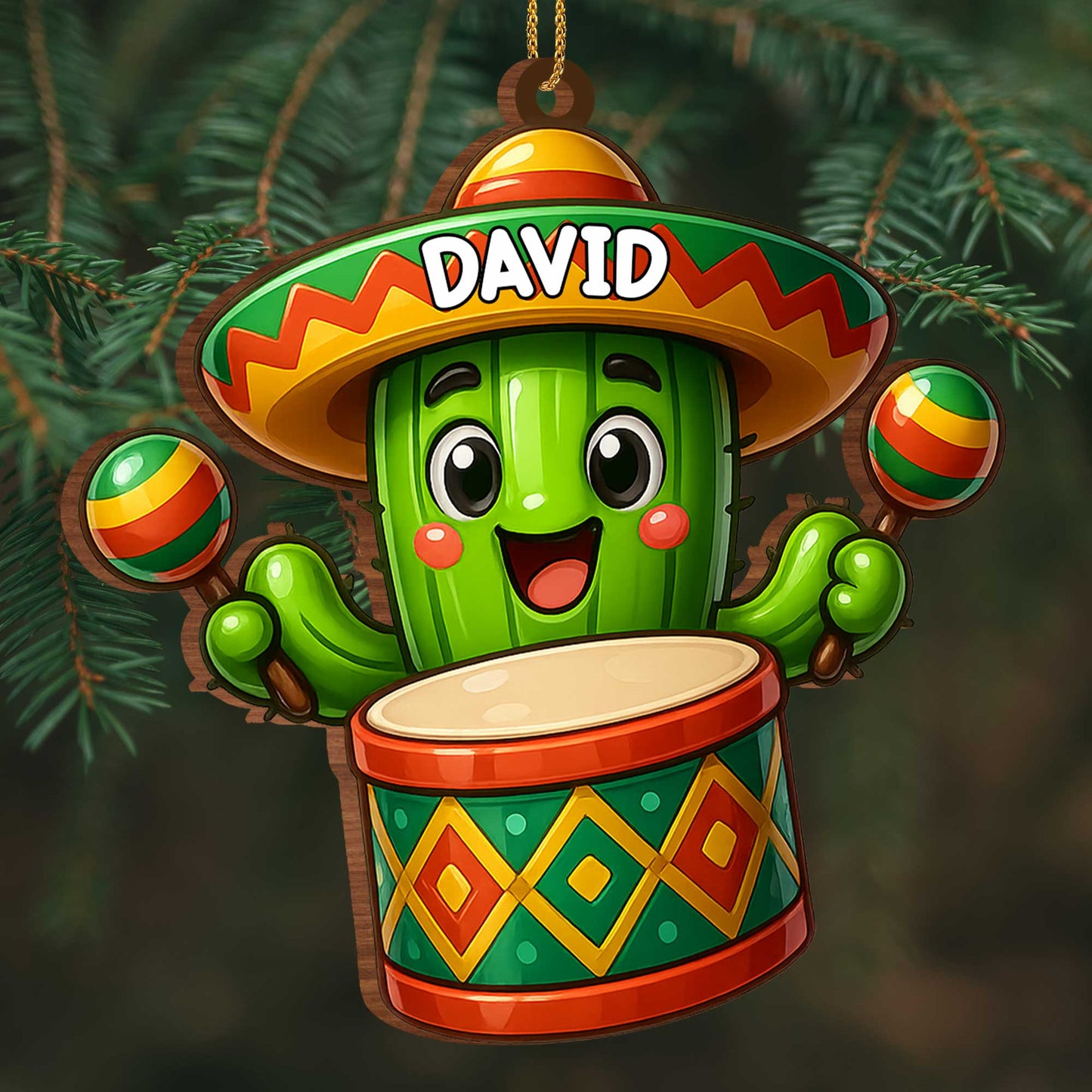 Colorful Cactus With Sombrero And Maracas