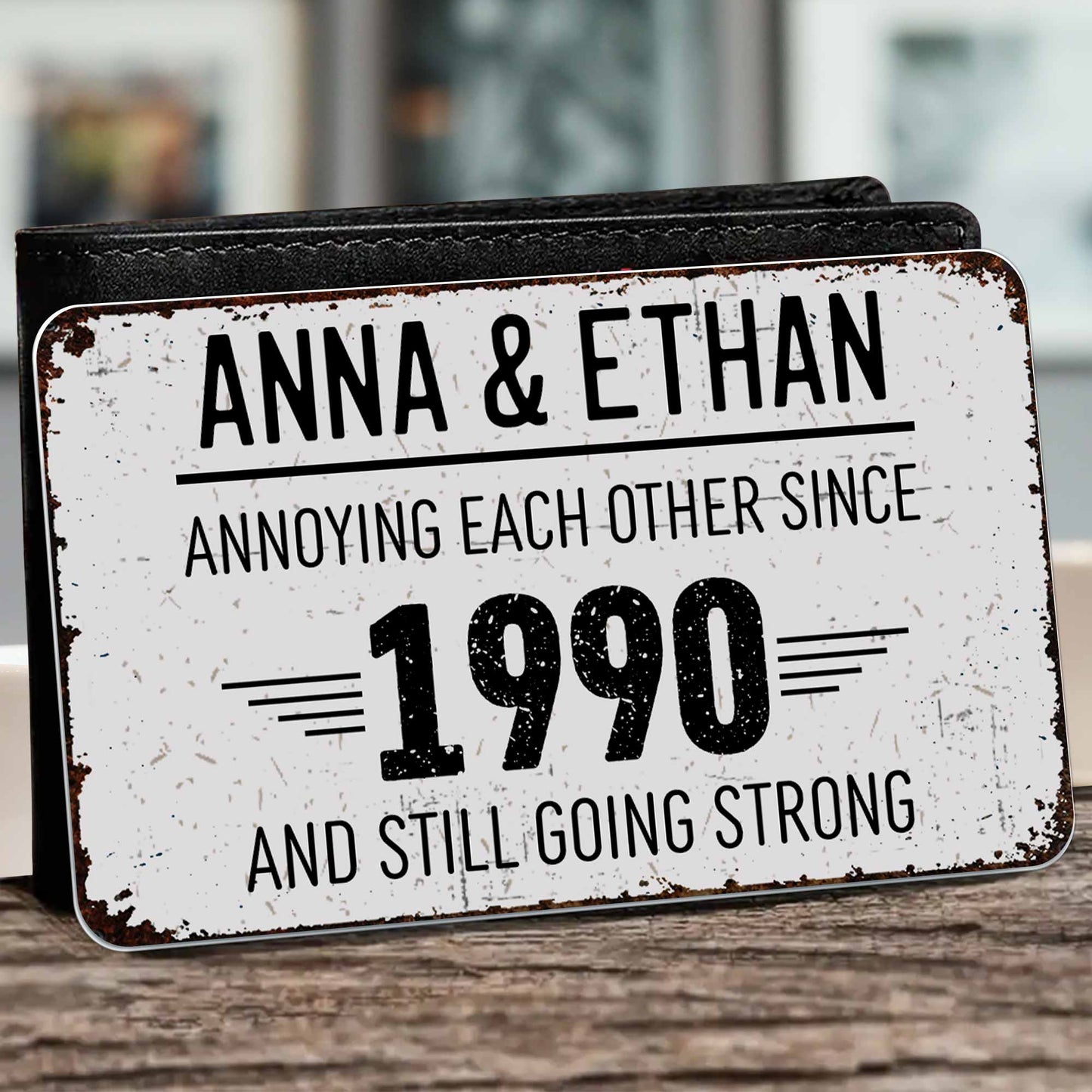Annoying Each Other Since, And Still Going Strong - Personalized Aluminum Wallet Card - CPL050_ALCA