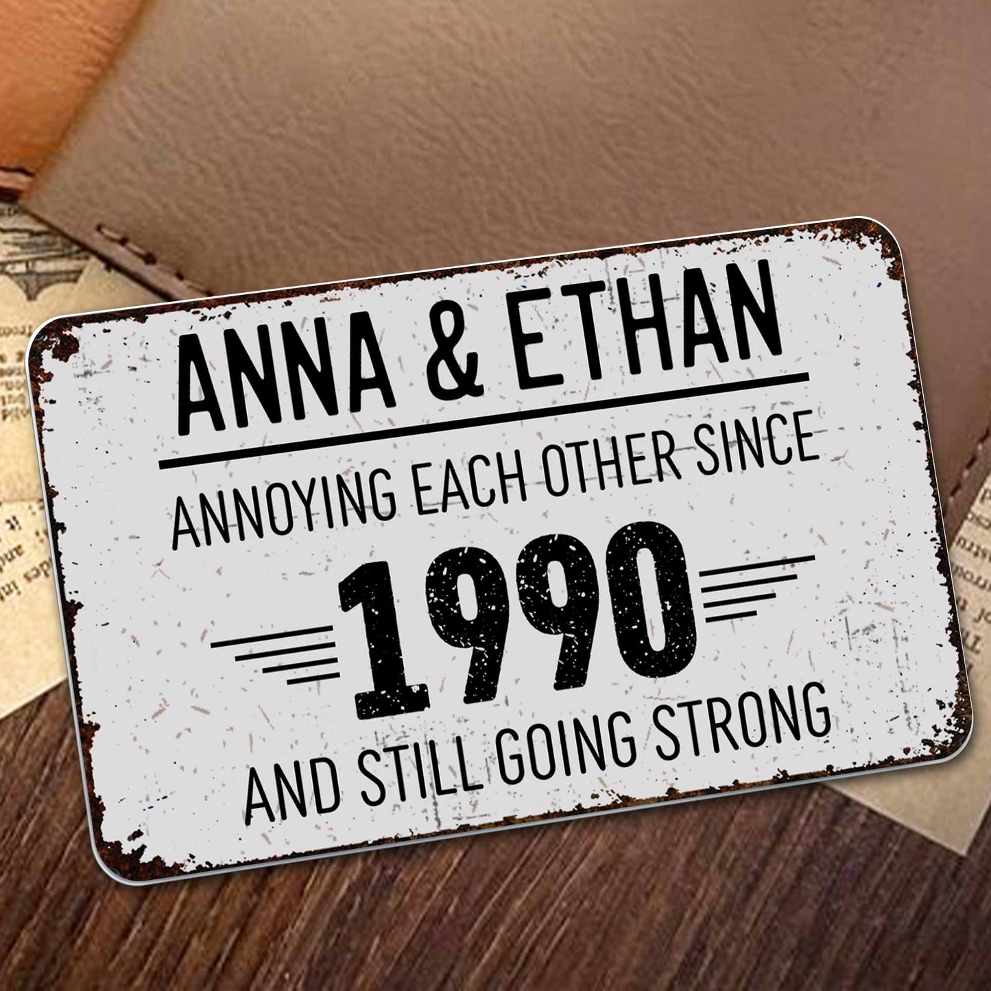 Annoying Each Other Since, And Still Going Strong - Personalized Aluminum Wallet Card - CPL050_ALCA