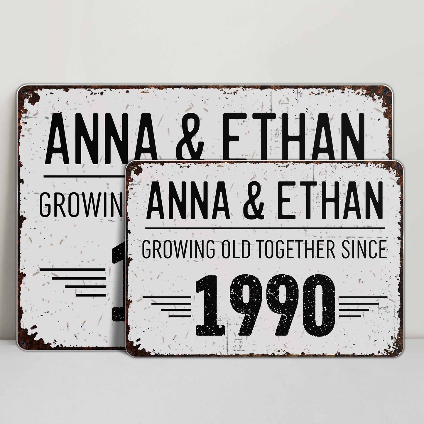 Growing Old Together, A Timeless Journey - Personalized Metal Sign - CPL066_MSIGN