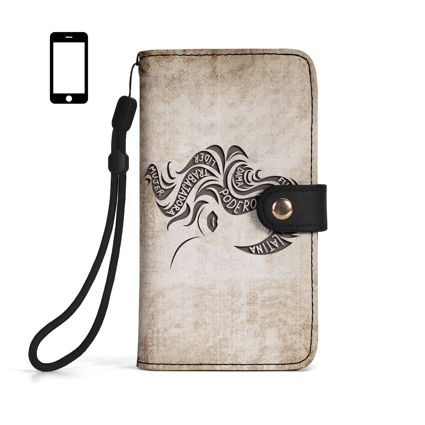 Cartera de cuero personalizada para teléfono de chica latina - HG36PW