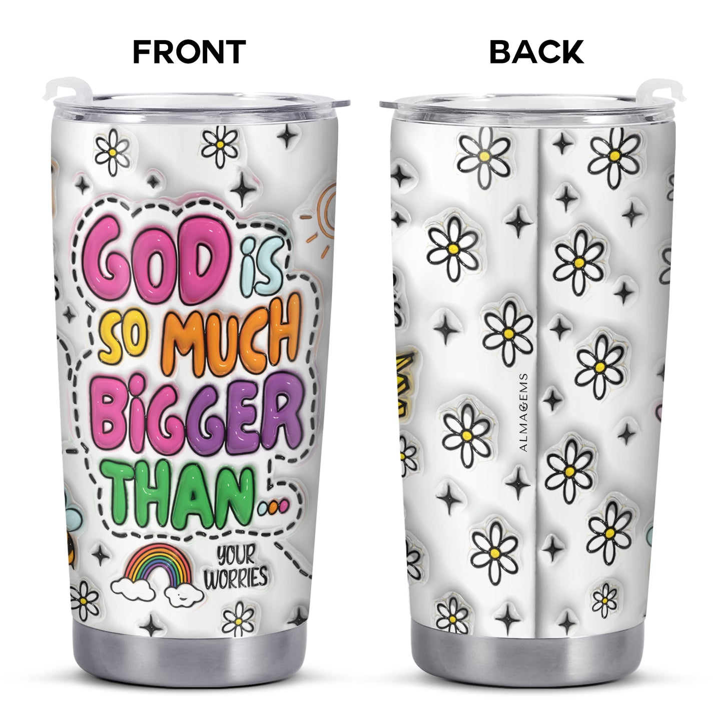 DIEU EST BEAUCOUP PLUS GRAND QUE - Gobelet personnalisé en acier inoxydable 20 oz 30 oz - FT001_TB