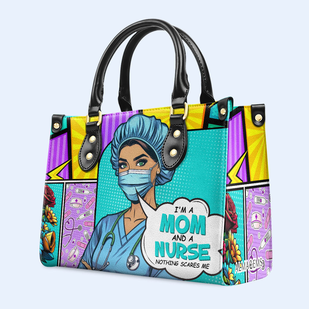 Nombre y título personalizados: soy mamá y enfermera. Bolso de mano de cuero personalizado. MM01