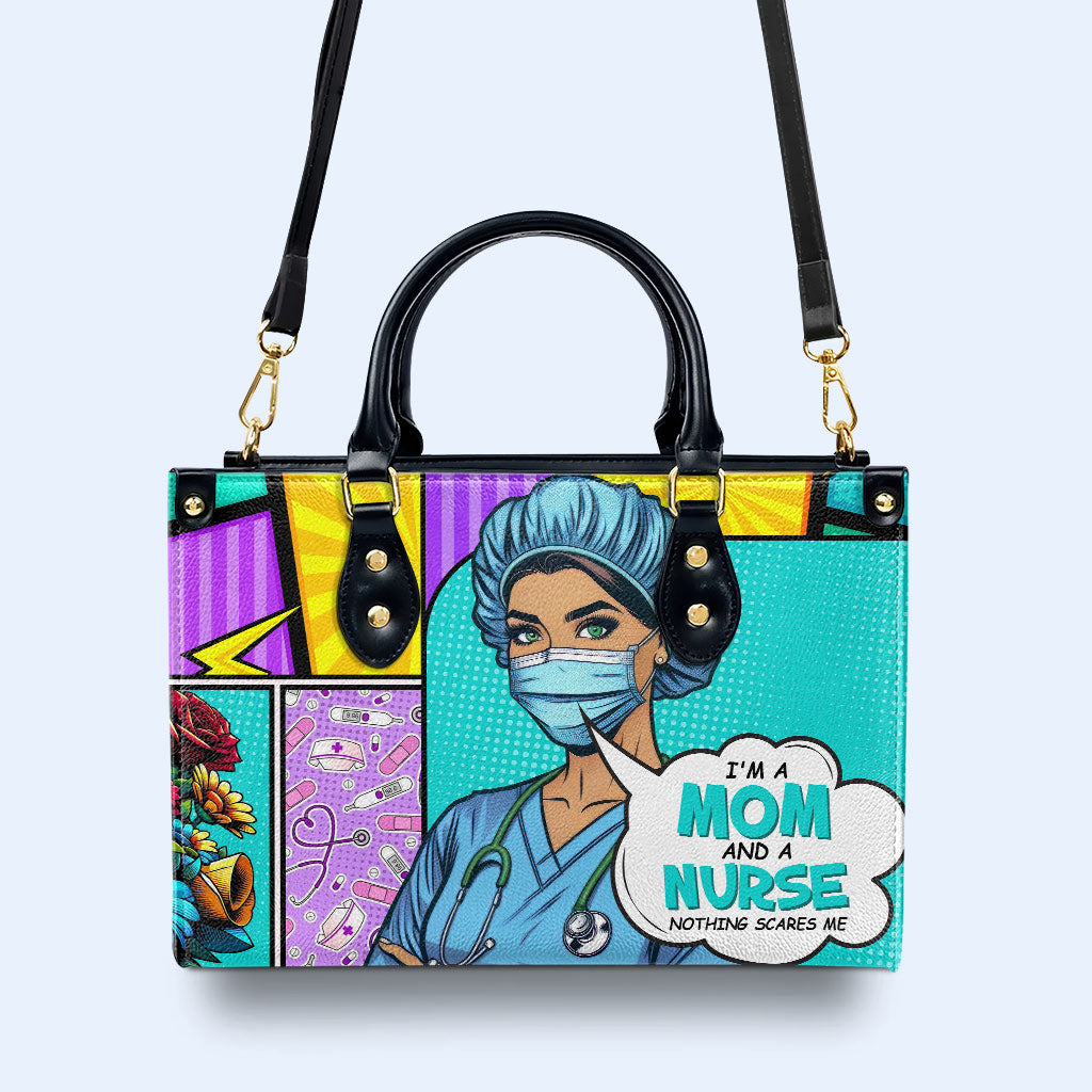 Nombre y título personalizados: soy mamá y enfermera. Bolso de mano de cuero personalizado. MM01
