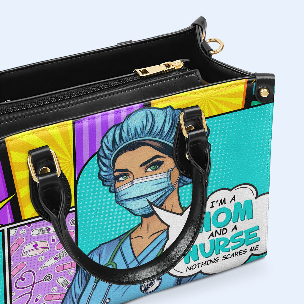 Nombre y título personalizados: soy mamá y enfermera. Bolso de mano de cuero personalizado. MM01