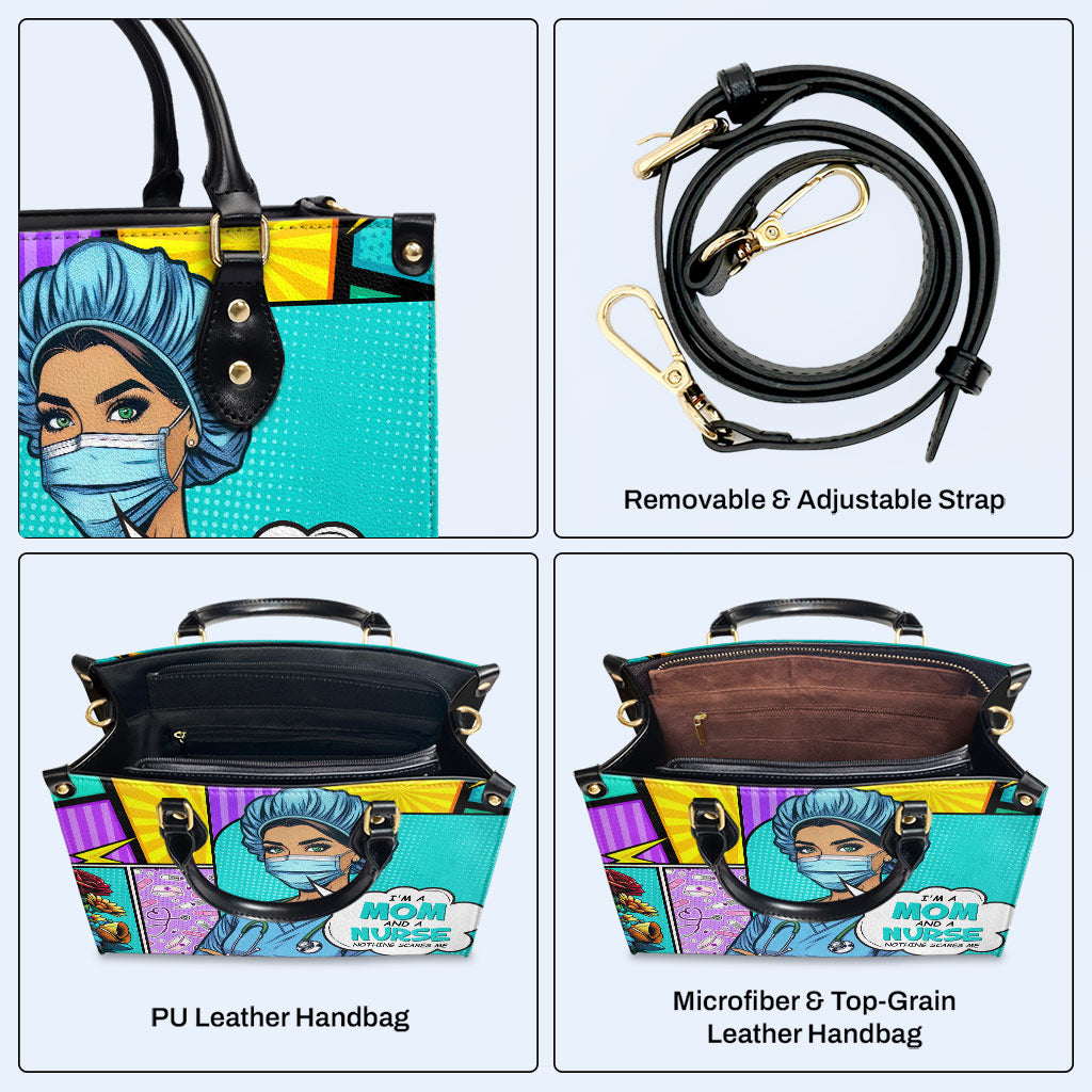 Nombre y título personalizados: soy mamá y enfermera. Bolso de mano de cuero personalizado. MM01