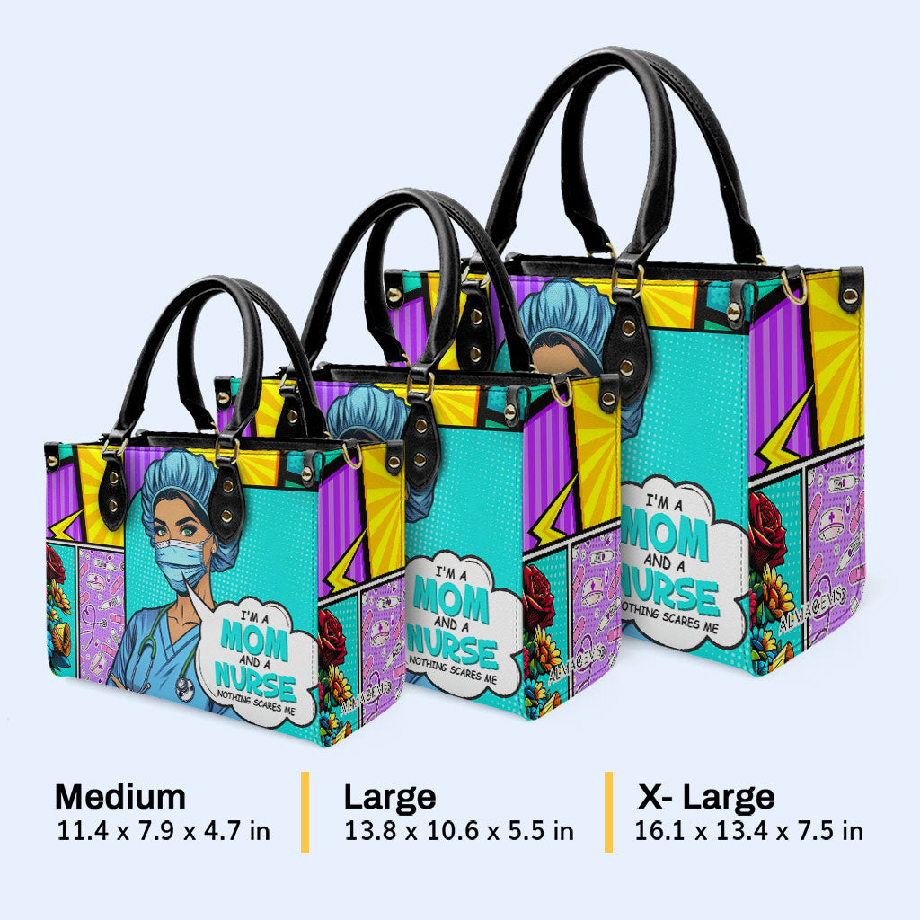 Nombre y título personalizados: soy mamá y enfermera. Bolso de mano de cuero personalizado. MM01