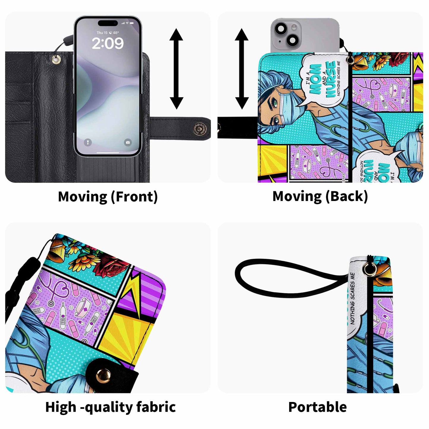 Portefeuille en cuir personnalisé pour téléphone avec nom et titre « Je suis maman et… » - MM01PW