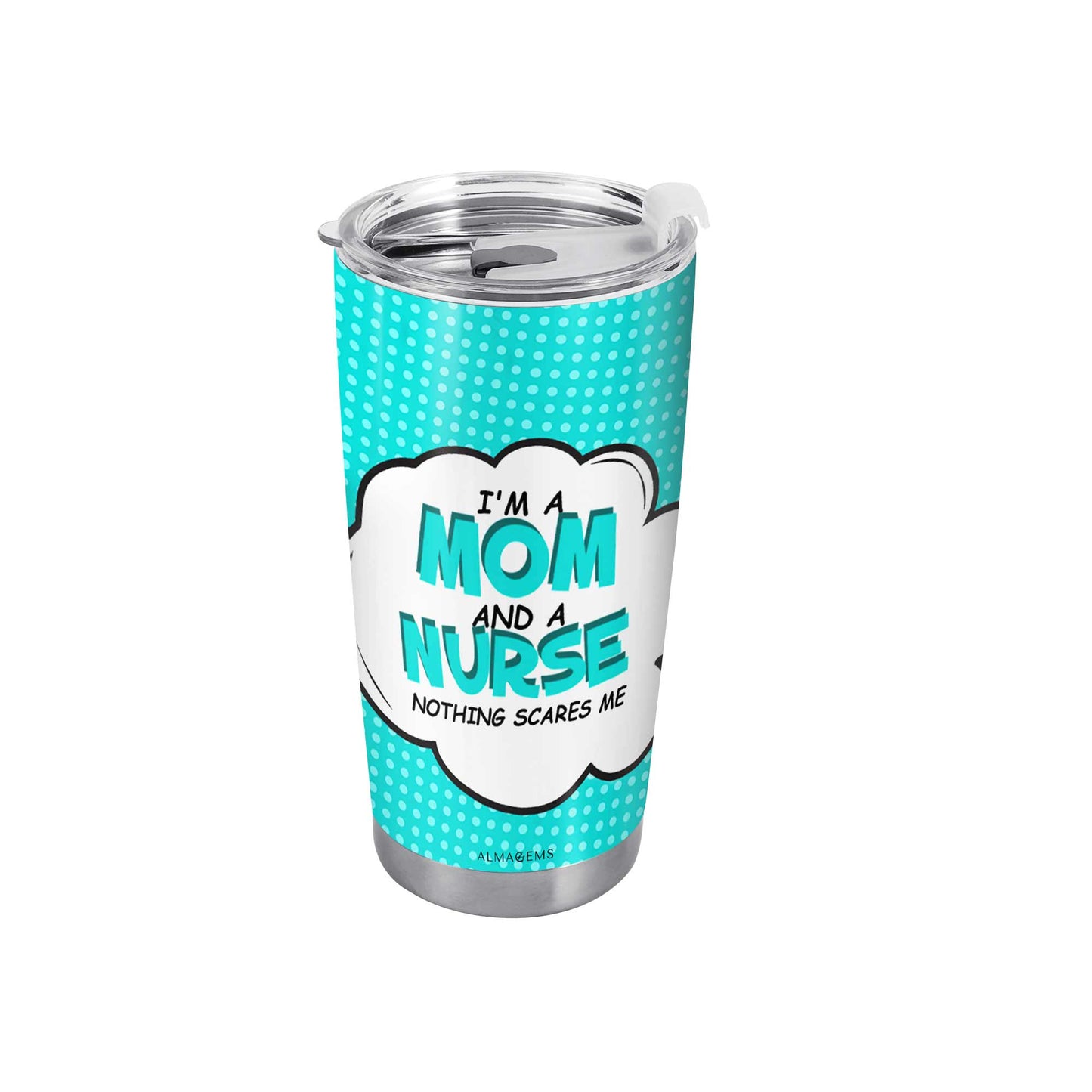 Nombre y título personalizados: soy mamá. Vaso de acero inoxidable personalizado de 20 oz y 30 oz. MM01TB