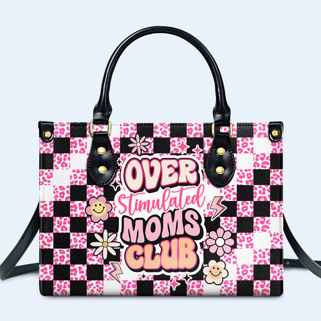 Club de mamás sobreestimuladas: bolso de mano de cuero personalizado - MM10