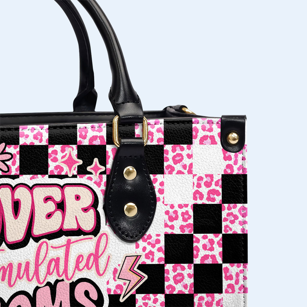 Club de mamás sobreestimuladas: bolso de mano de cuero personalizado - MM10