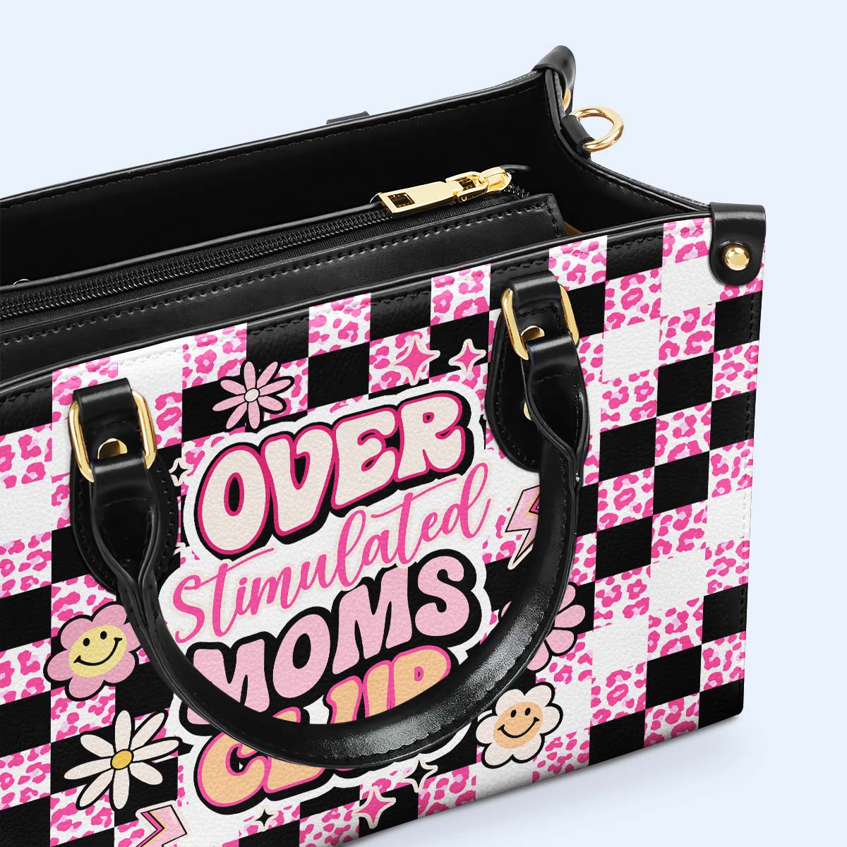 Club de mamás sobreestimuladas: bolso de mano de cuero personalizado - MM10