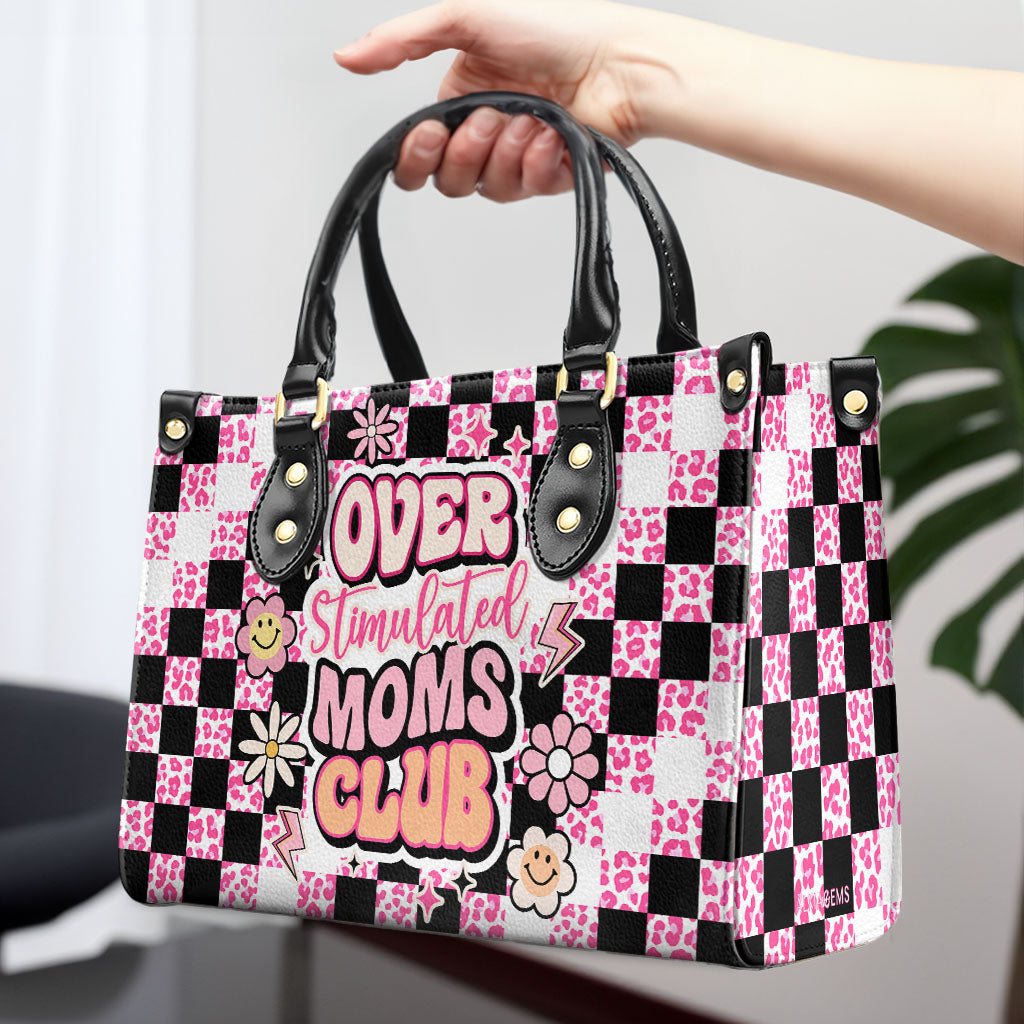 Club de mamás sobreestimuladas: bolso de mano de cuero personalizado - MM10