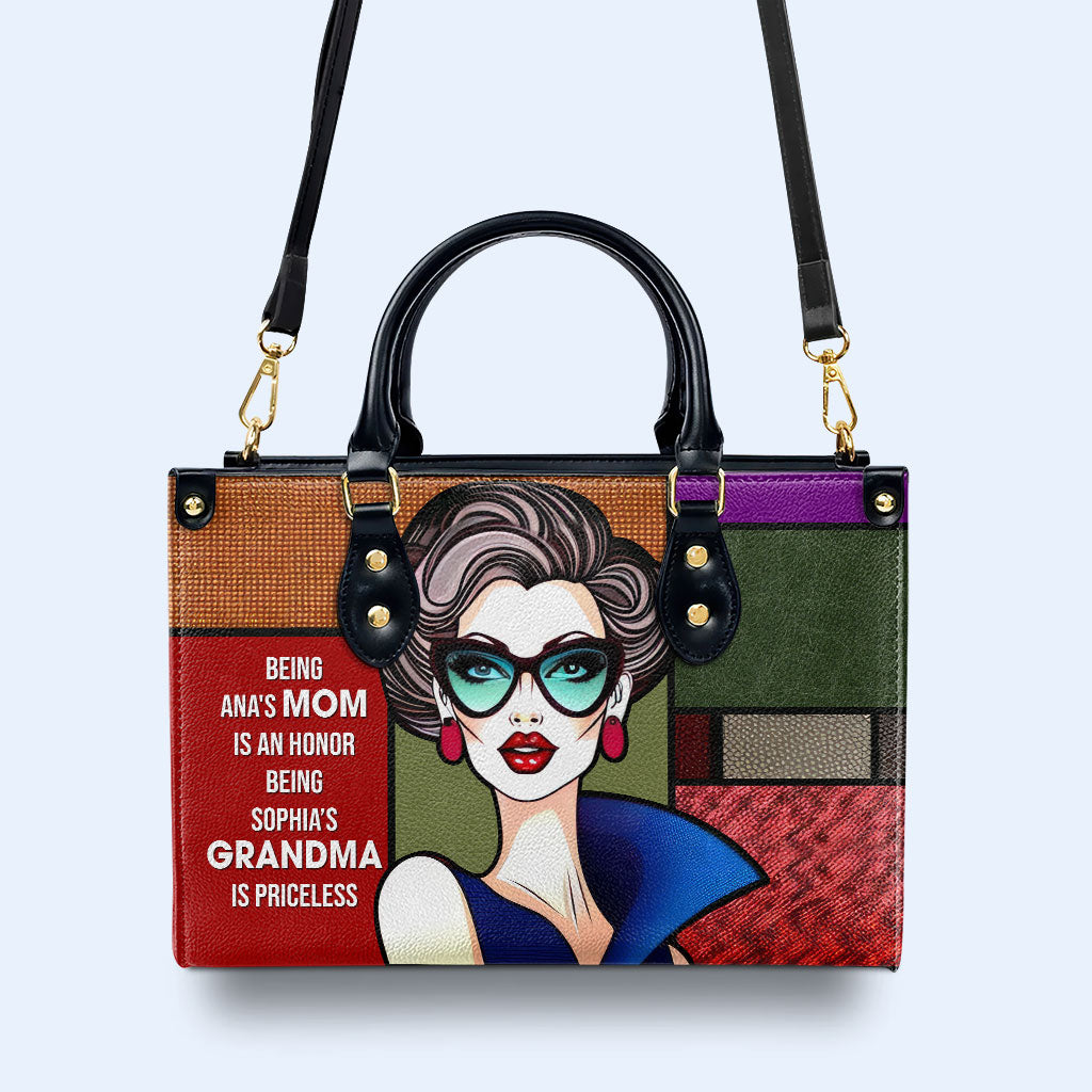 Être grand-mère n'a pas de prix - Sac à main en cuir personnalisé - MM16