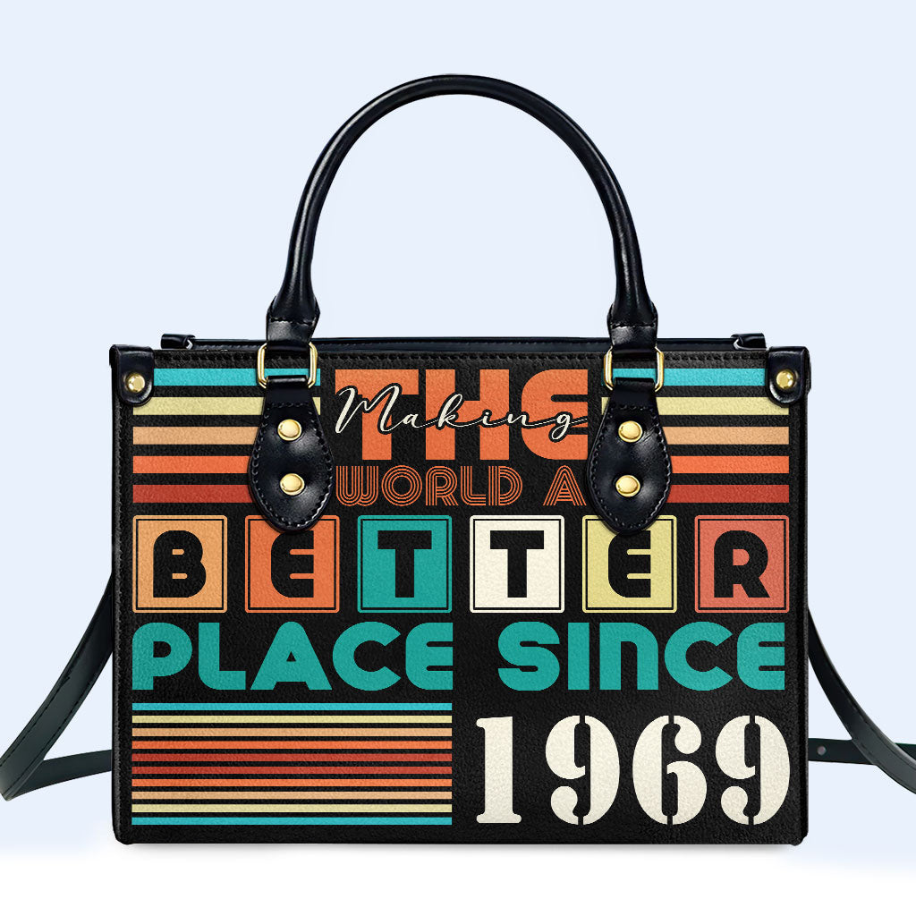 Haciendo del mundo un lugar mejor - Bolso de mano de cuero personalizado - MM17