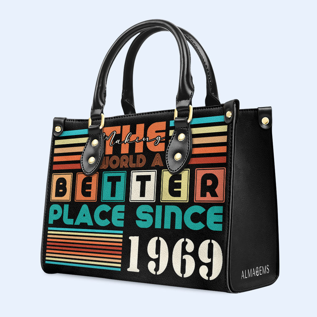 Haciendo del mundo un lugar mejor - Bolso de mano de cuero personalizado - MM17
