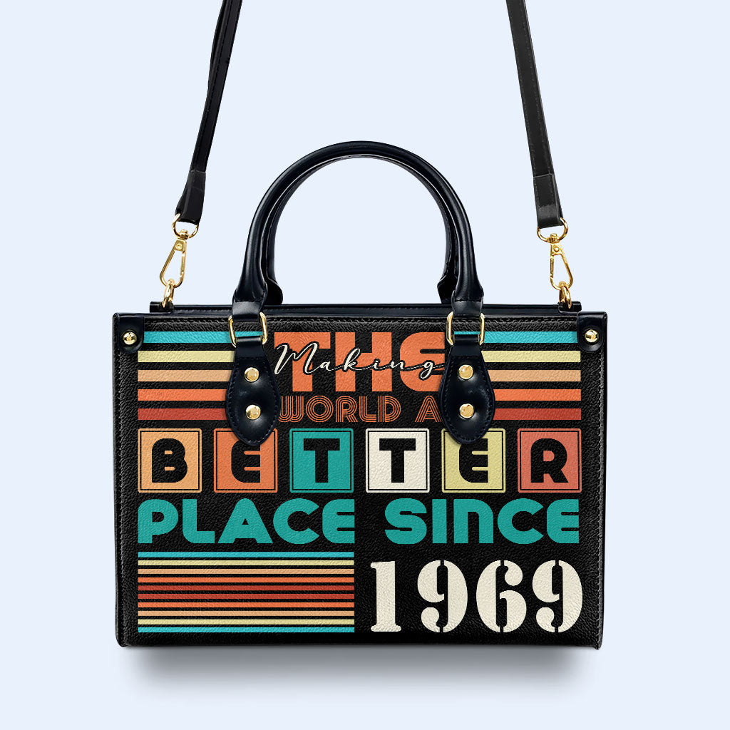 Haciendo del mundo un lugar mejor - Bolso de mano de cuero personalizado - MM17