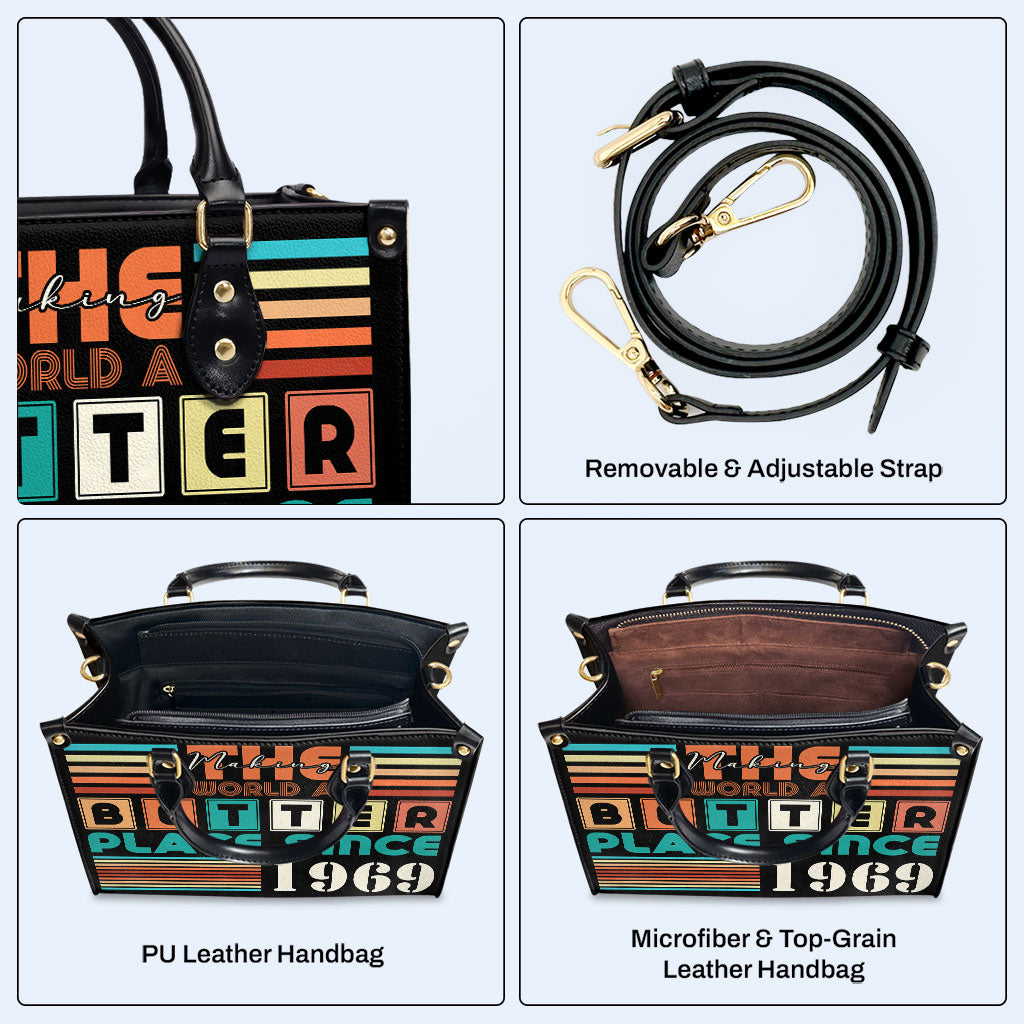 Haciendo del mundo un lugar mejor - Bolso de mano de cuero personalizado - MM17