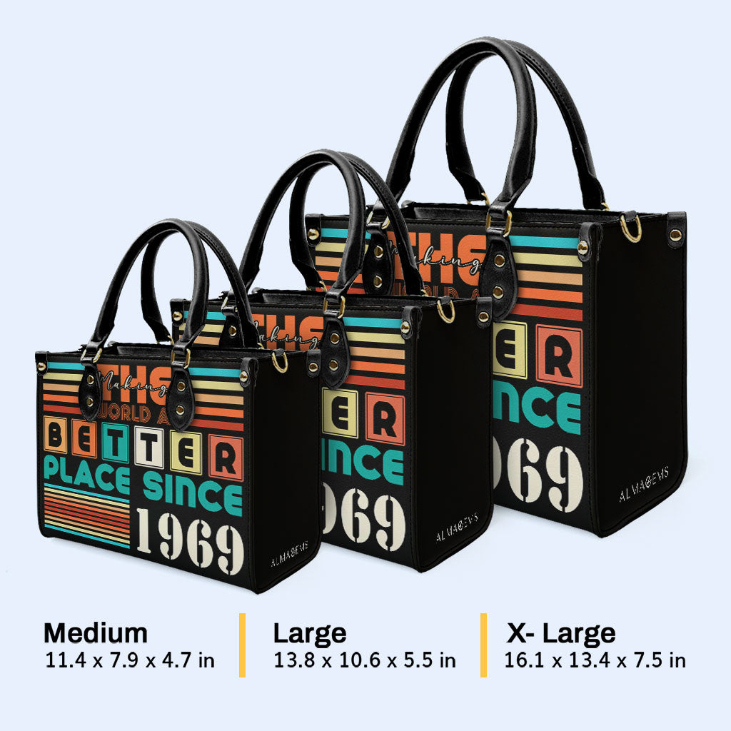 Haciendo del mundo un lugar mejor - Bolso de mano de cuero personalizado - MM17