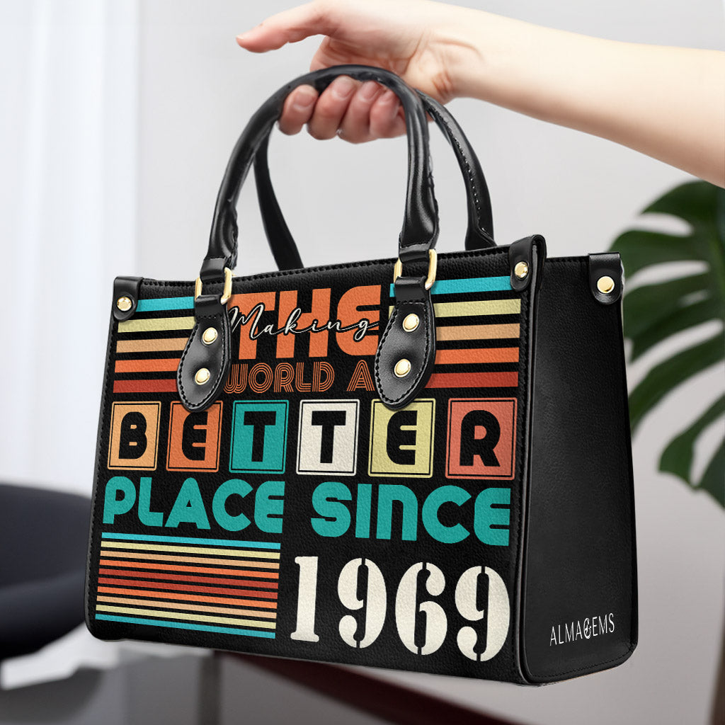 Haciendo del mundo un lugar mejor - Bolso de mano de cuero personalizado - MM17