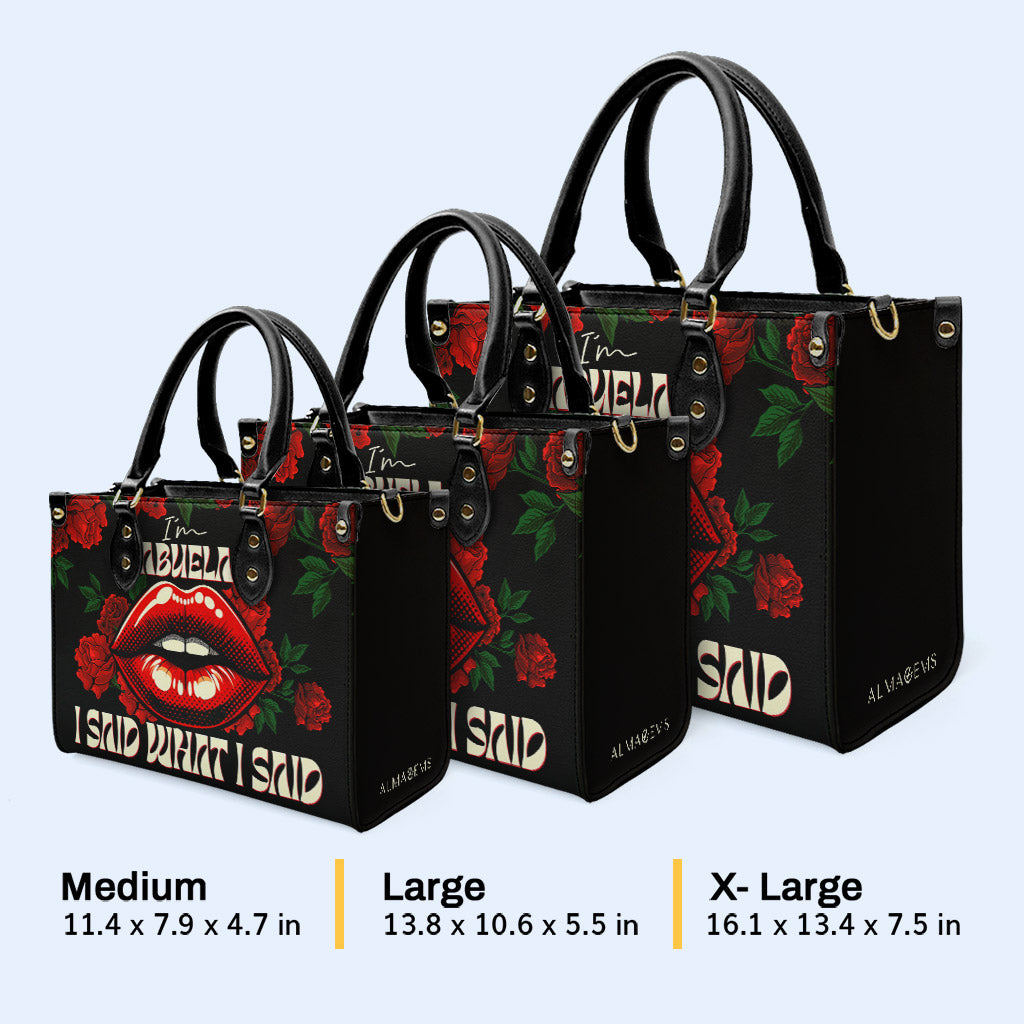 J'ai dit ce que j'ai dit - Abuela - Sac à main en cuir personnalisé - MM34