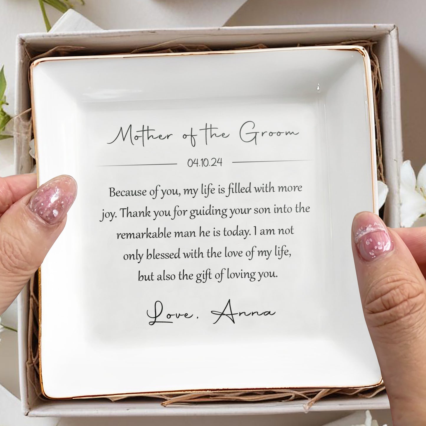 Porte-bijoux personnalisé « Cadeau de l'amour pour maman » - MOM003_SCRD