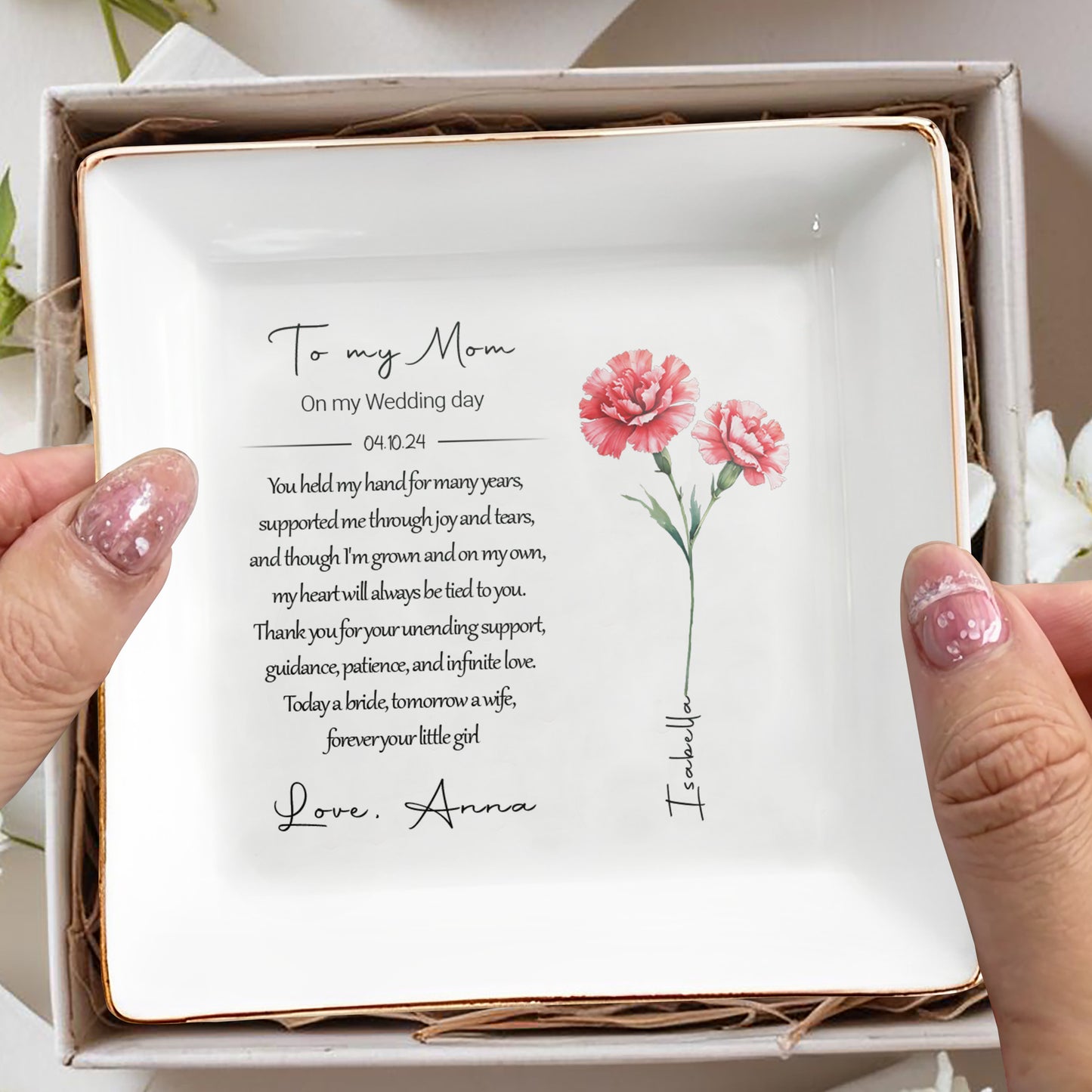 À ma mère, le jour de mon mariage, porte-bijoux « Amour infini » - Porte-bijoux personnalisé - MOM004_SCRD