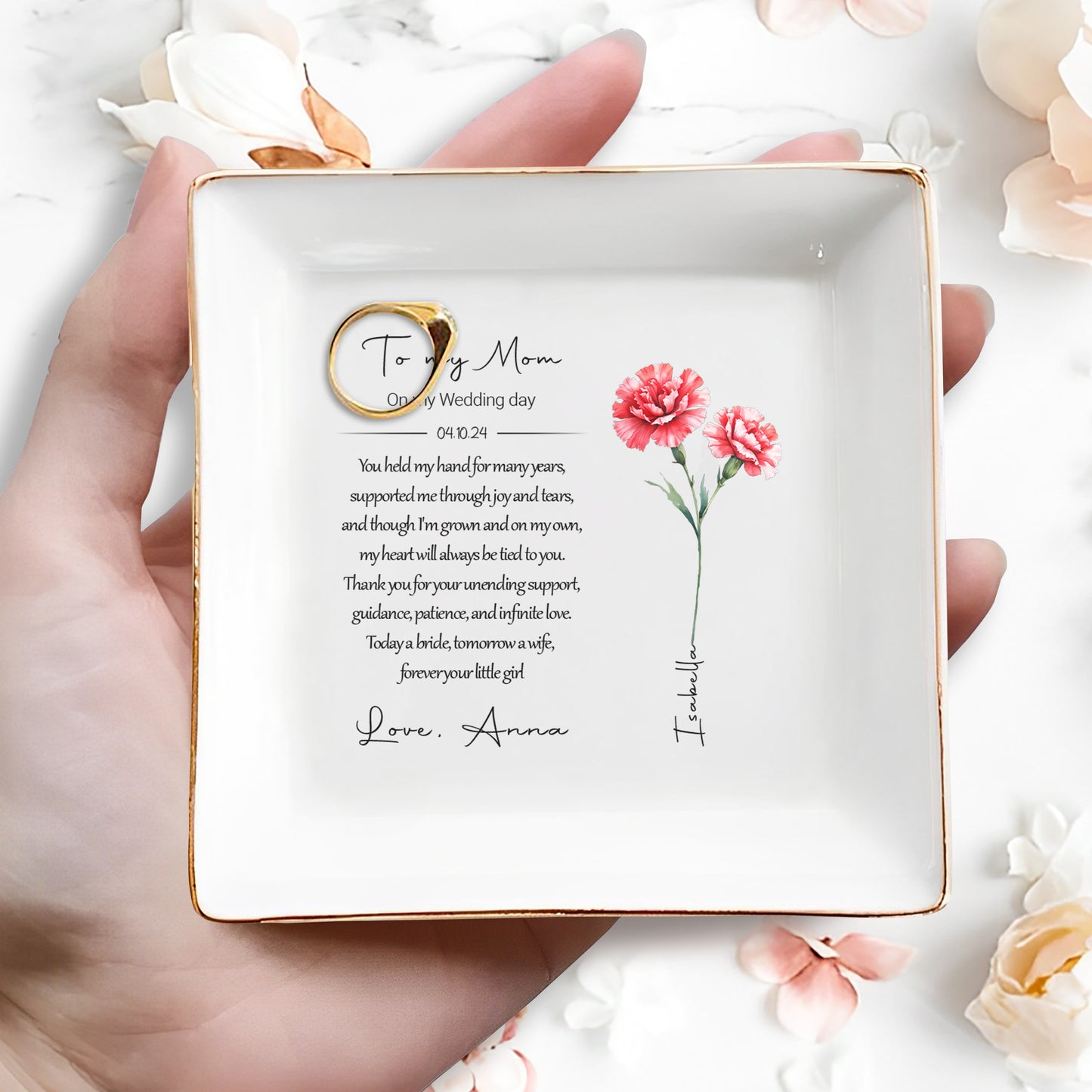 To My Mom On My Wedding Day Infinite Love Jewelry Dish