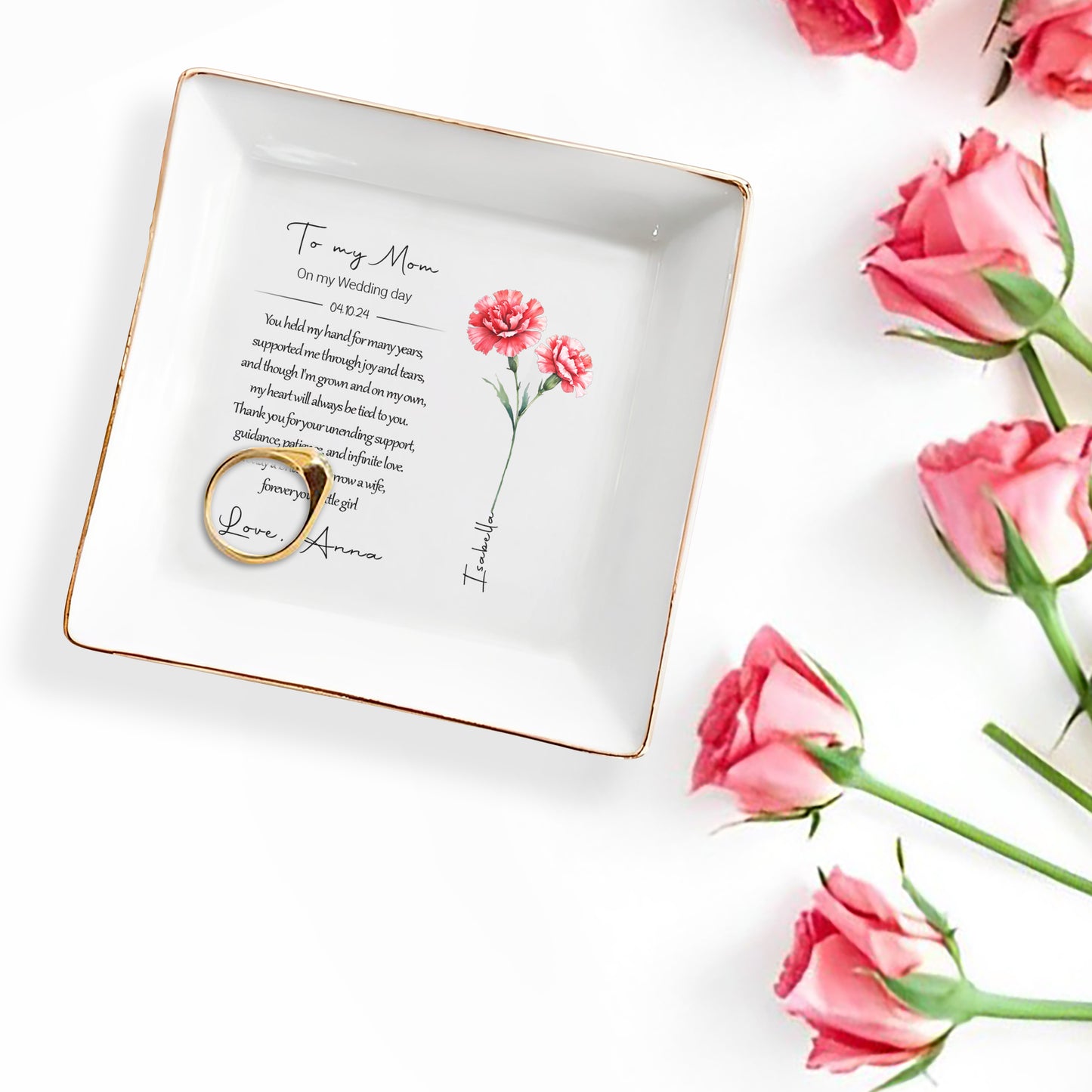 To My Mom On My Wedding Day Infinite Love Jewelry Dish