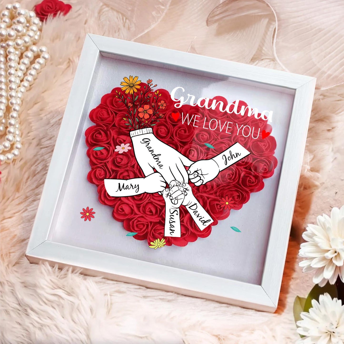 Grandma, We Love You, Flowers and Hands