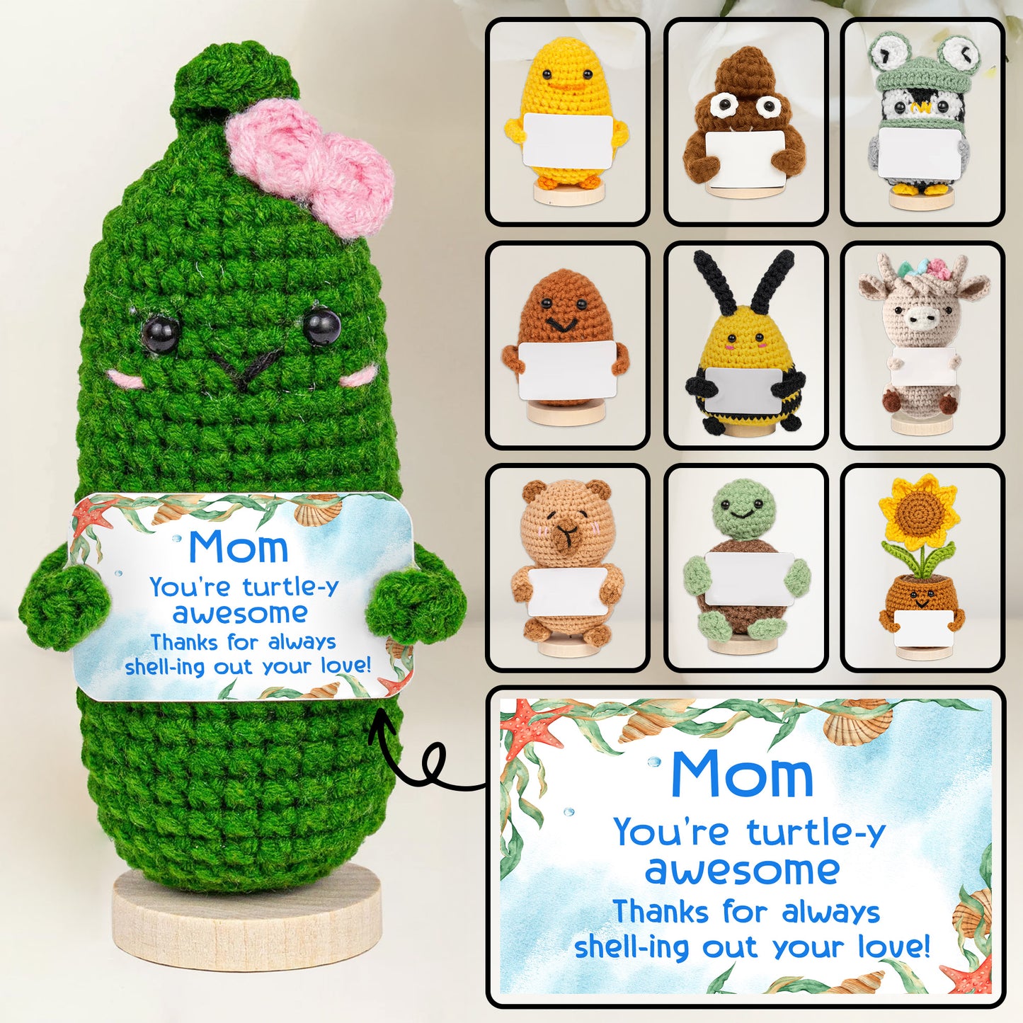 Maman, tu vas transformer cette maison en un véritable foyer ! Poupée au crochet avec carte personnalisée ! MOM013_CDOLL