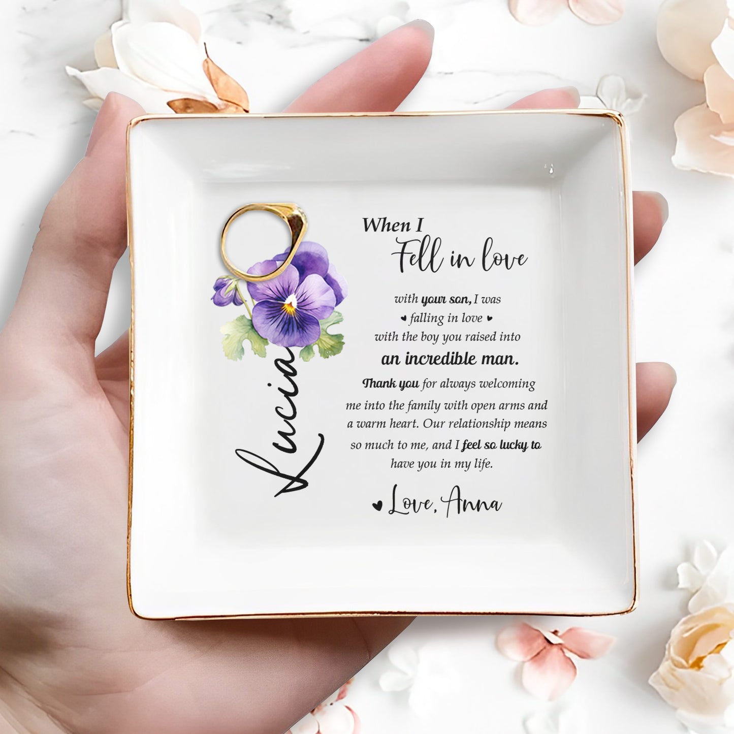 Un message sincère à ma belle-mère – Plat à bijoux personnalisé – MOM014_SCRD